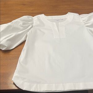 NWT Chico's Elegant White Pull Over Puff Sleeve Blouse No Iron Sz 0 (4/6)